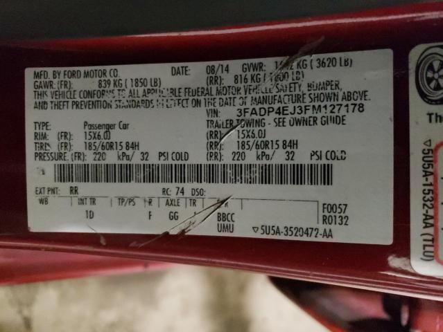 Photo 11 VIN: 3FADP4EJ3FM127178 - FORD FIESTA SE 