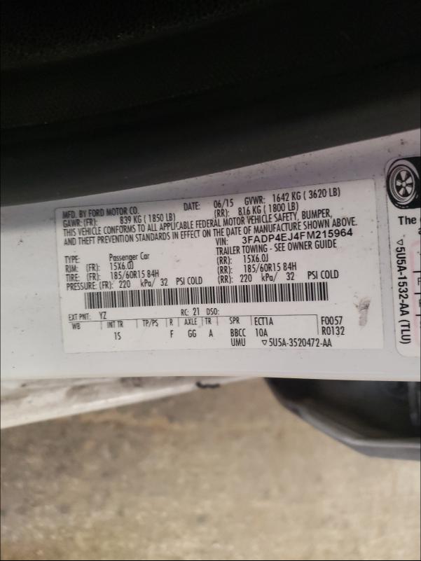 Photo 9 VIN: 3FADP4EJ4FM215964 - FORD FIESTA SE 