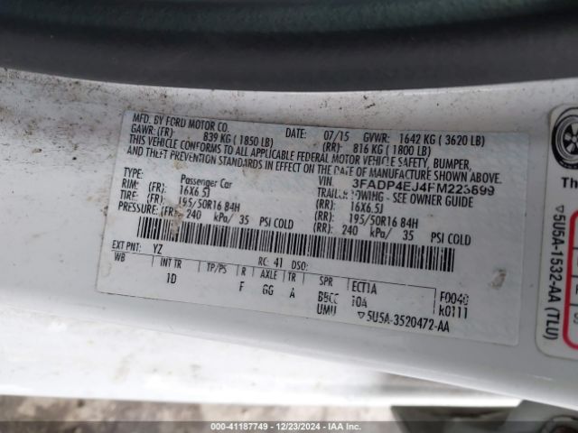 Photo 8 VIN: 3FADP4EJ4FM223899 - FORD FIESTA 