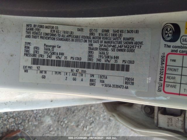 Photo 8 VIN: 3FADP4EJ4FM225717 - FORD FIESTA 