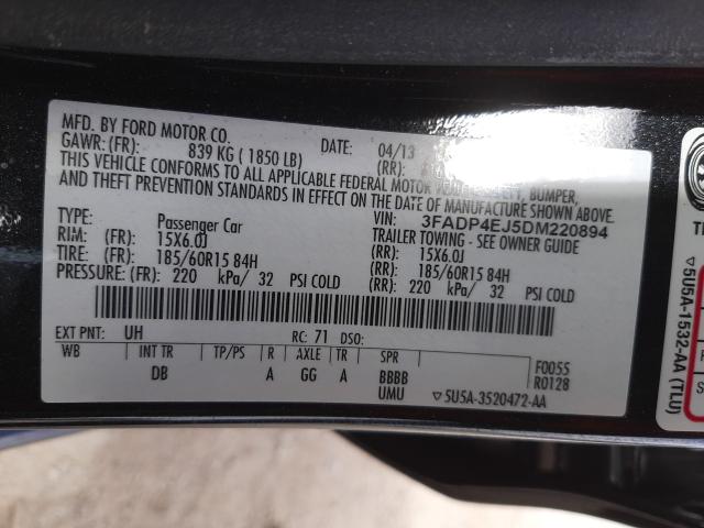 Photo 9 VIN: 3FADP4EJ5DM220894 - FORD FIESTA SE 