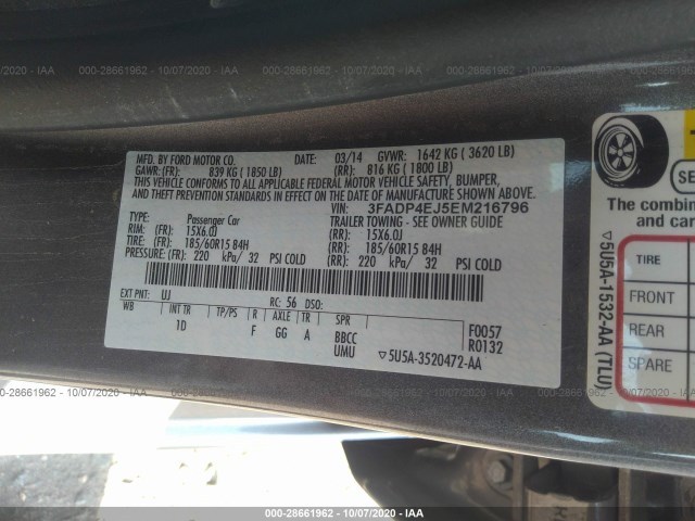 Photo 8 VIN: 3FADP4EJ5EM216796 - FORD FIESTA 