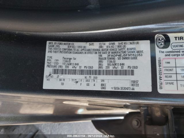 Photo 8 VIN: 3FADP4EJ5FM162353 - FORD FIESTA 