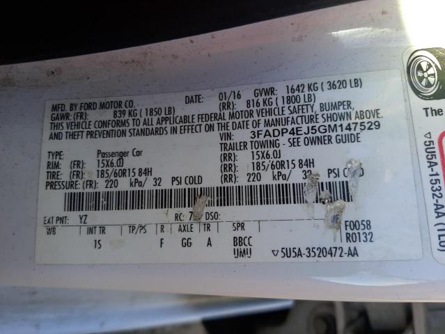 Photo 9 VIN: 3FADP4EJ5GM147529 - FORD FIESTA SE 