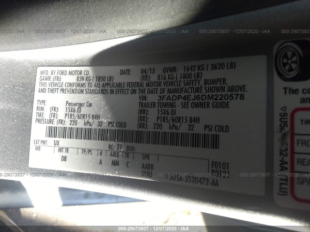 Photo 8 VIN: 3FADP4EJ6DM220578 - FORD FIESTA 