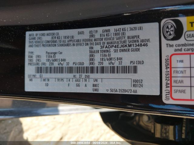 Photo 8 VIN: 3FADP4EJ6KM134846 - FORD FIESTA 