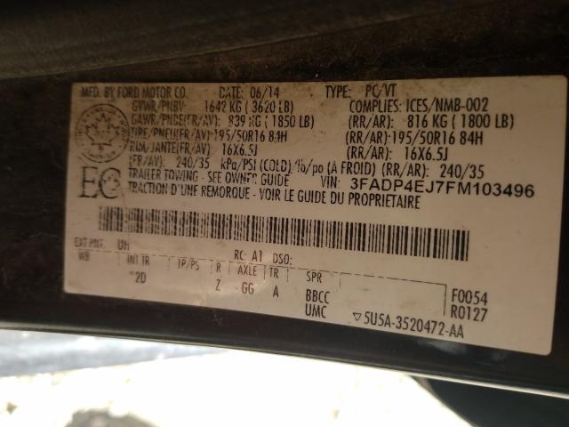 Photo 9 VIN: 3FADP4EJ7FM103496 - FORD FIESTA SE 