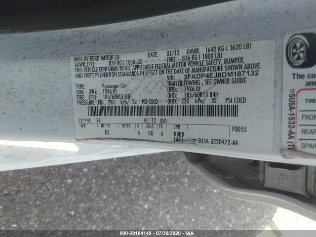 Photo 8 VIN: 3FADP4EJ8DM187132 - FORD FIESTA 