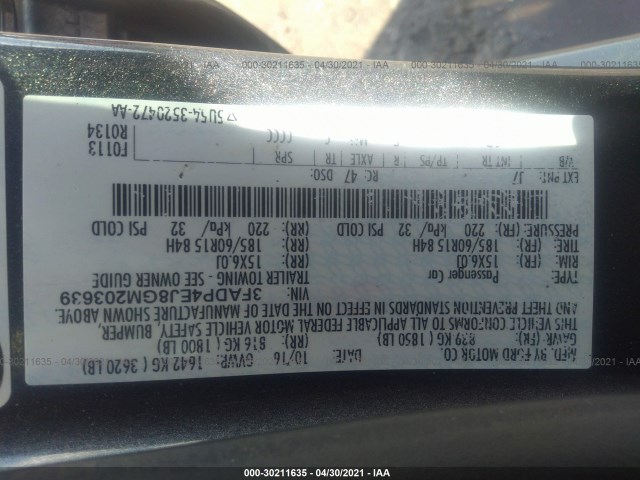 Photo 8 VIN: 3FADP4EJ8GM203639 - FORD FIESTA 