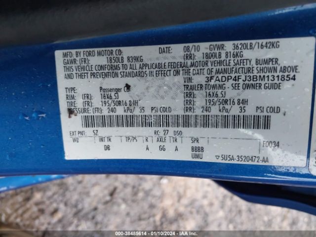 Photo 8 VIN: 3FADP4FJ3BM131854 - FORD FIESTA 