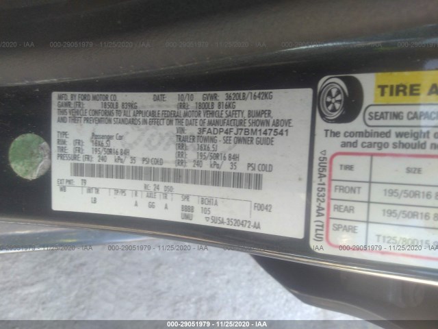 Photo 8 VIN: 3FADP4FJ7BM147541 - FORD FIESTA 