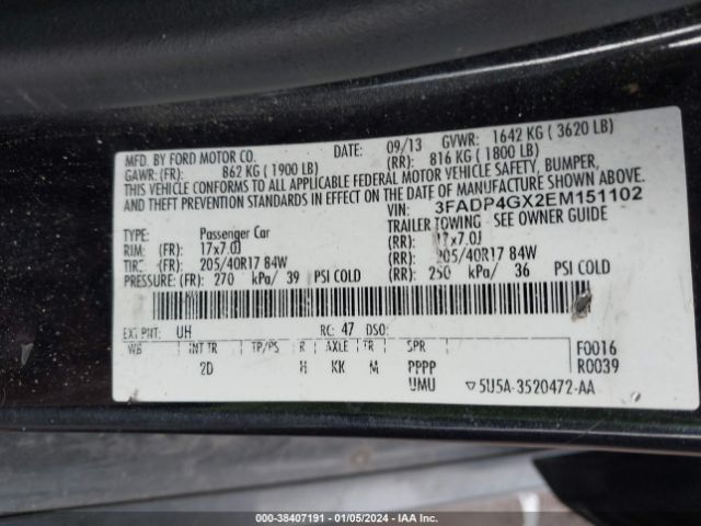 Photo 8 VIN: 3FADP4GX2EM151102 - FORD FIESTA 