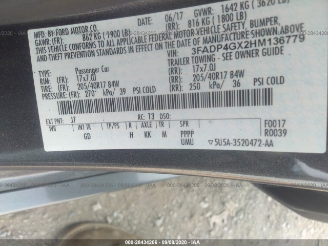 Photo 8 VIN: 3FADP4GX2HM136779 - FORD FIESTA 