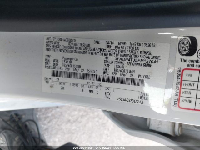 Photo 8 VIN: 3FADP4TJ5FM127041 - FORD FIESTA 