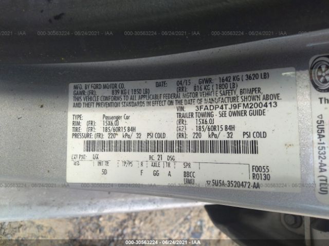 Photo 8 VIN: 3FADP4TJ9FM200413 - FORD FIESTA 