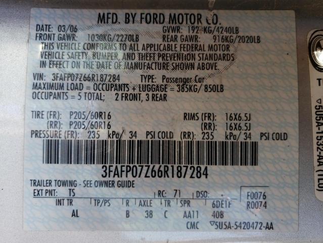 Photo 11 VIN: 3FAFP07Z66R187284 - FORD FUSION 