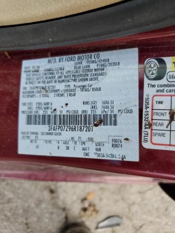 Photo 11 VIN: 3FAFP07Z96R187201 - FORD FUSION SE 