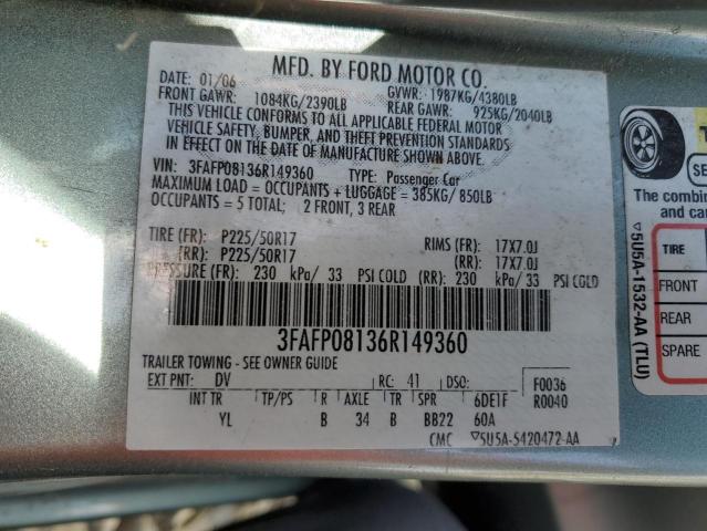 Photo 12 VIN: 3FAFP08136R149360 - FORD FUSION 