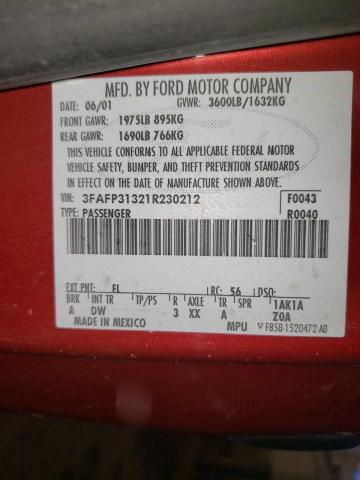 Photo 9 VIN: 3FAFP31321R230212 - FORD FOCUS ZX3 