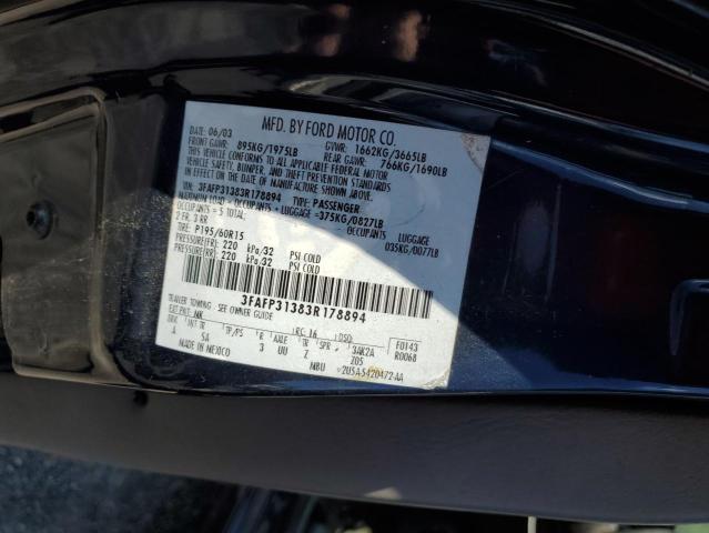 Photo 11 VIN: 3FAFP31383R178894 - FORD FOCUS ZX3 