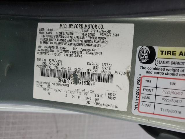 Photo 12 VIN: 3FAHP02159R183094 - FORD FUSION SEL 