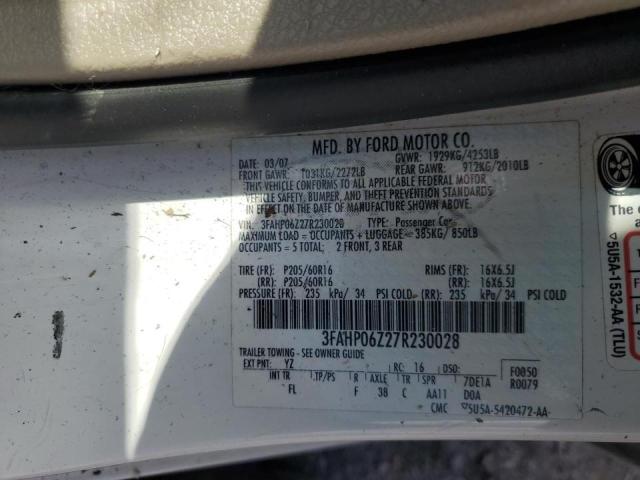 Photo 11 VIN: 3FAHP06Z27R230028 - FORD FUSION S 