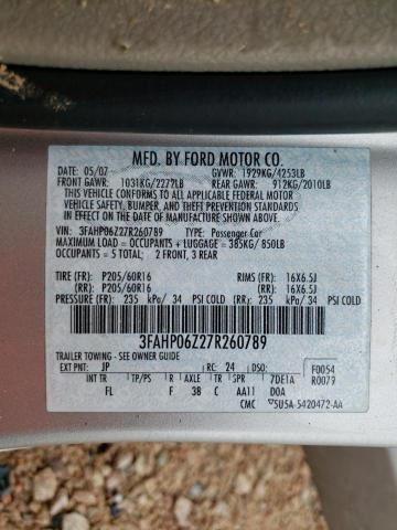 Photo 12 VIN: 3FAHP06Z27R260789 - FORD FUSION S 