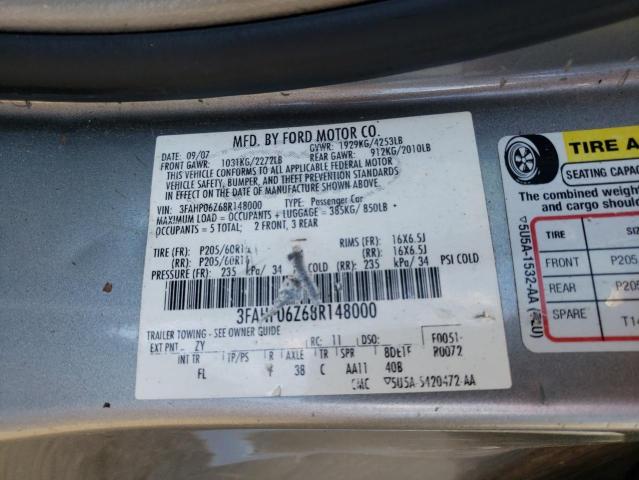 Photo 11 VIN: 3FAHP06Z68R148000 - FORD FUSION S 