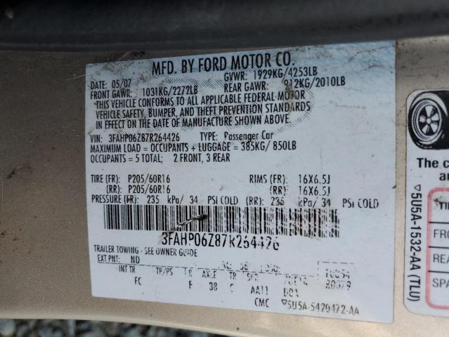 Photo 11 VIN: 3FAHP06Z87R264426 - FORD FUSION S 