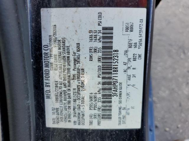 Photo 11 VIN: 3FAHP07118R152318 - FORD FUSION SE 