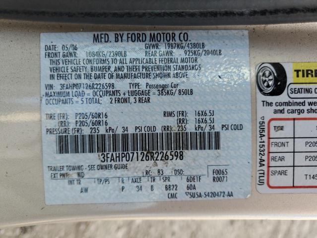 Photo 11 VIN: 3FAHP07126R226598 - FORD FUSION 