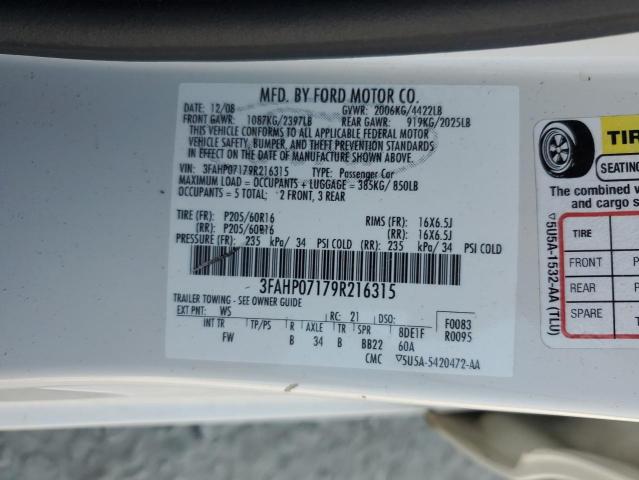 Photo 11 VIN: 3FAHP07179R216315 - FORD FUSION SE 