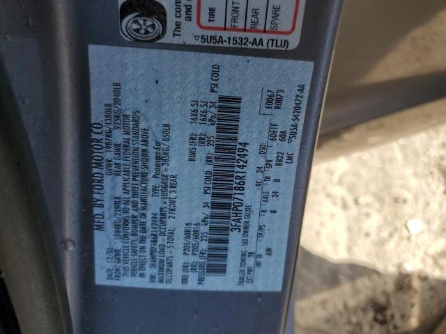 Photo 12 VIN: 3FAHP07186R142494 - FORD FUSION SE 