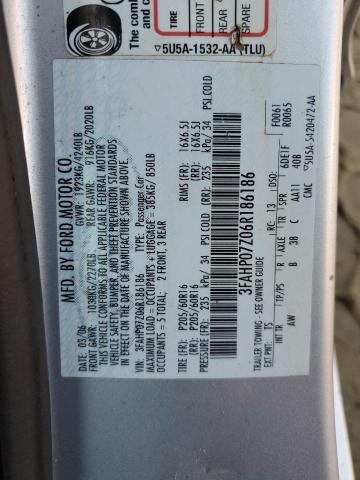 Photo 11 VIN: 3FAHP07Z06R186186 - FORD FUSION 