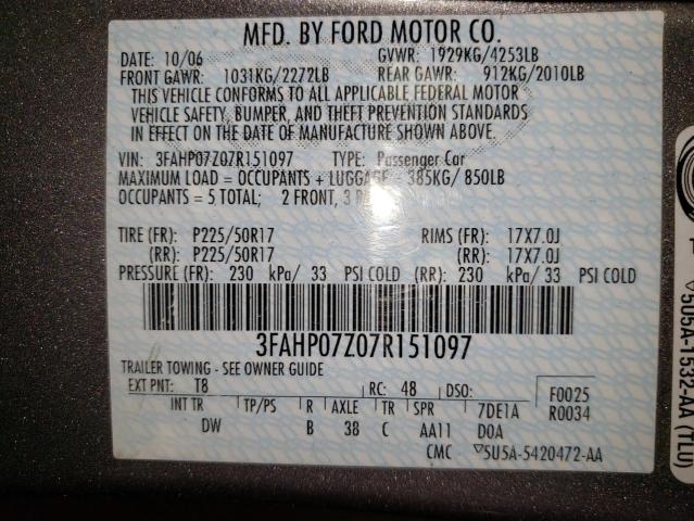 Photo 12 VIN: 3FAHP07Z07R151097 - FORD FUSION SE 