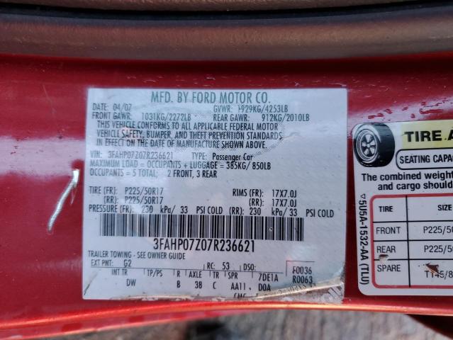 Photo 12 VIN: 3FAHP07Z07R236621 - FORD FUSION 