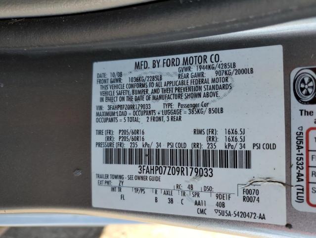 Photo 11 VIN: 3FAHP07Z09R179033 - FORD FUSION SE 