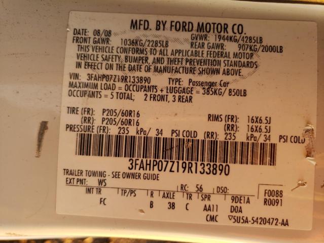 Photo 11 VIN: 3FAHP07Z19R133890 - FORD FUSION SE 