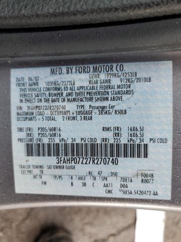 Photo 11 VIN: 3FAHP07Z27R270740 - FORD FUSION 