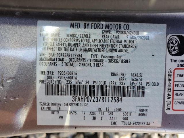 Photo 9 VIN: 3FAHP07Z37R112584 - FORD FUSION SE 