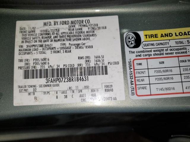 Photo 11 VIN: 3FAHP07Z38R184631 - FORD FUSION 