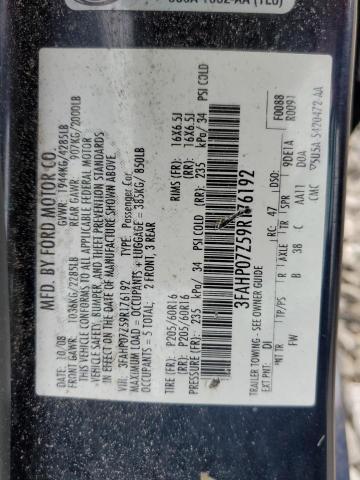 Photo 11 VIN: 3FAHP07Z59R176192 - FORD FUSION SE 