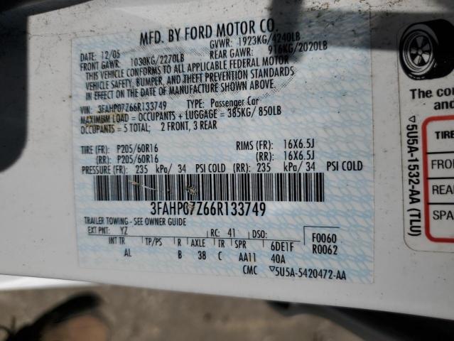 Photo 11 VIN: 3FAHP07Z66R133749 - FORD FUSION 