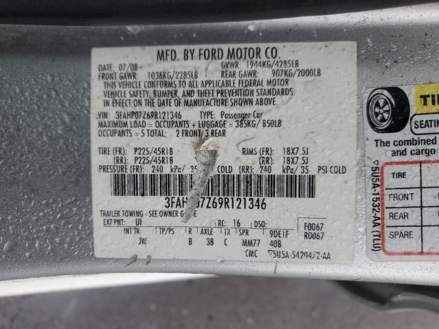 Photo 11 VIN: 3FAHP07Z69R121346 - FORD FUSION SE 