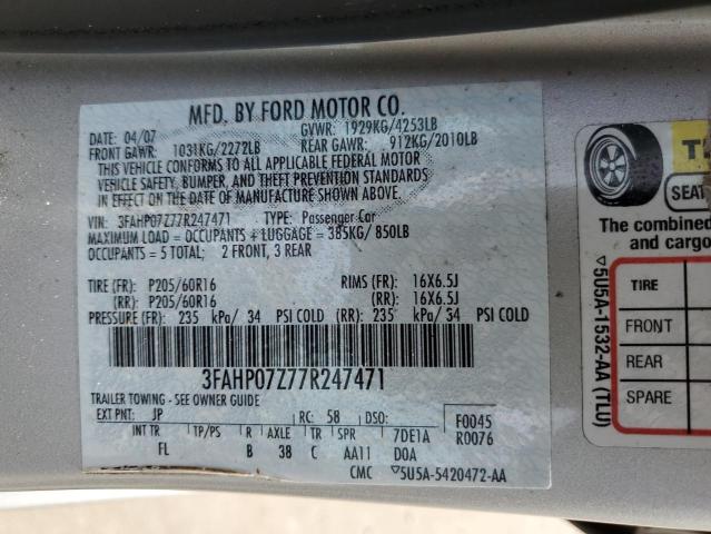 Photo 11 VIN: 3FAHP07Z77R247471 - FORD FUSION 