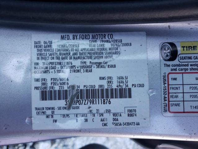 Photo 11 VIN: 3FAHP07Z79R111876 - FORD FUSION SE 