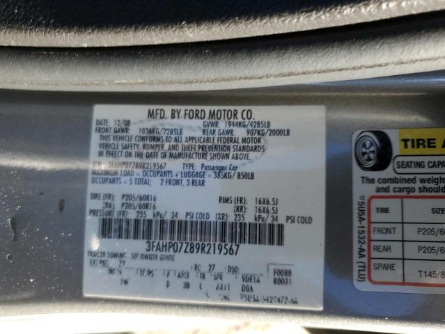 Photo 11 VIN: 3FAHP07Z89R219567 - FORD FUSION 