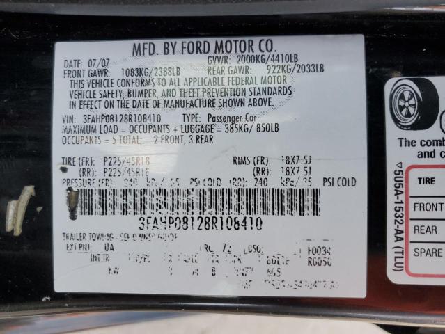 Photo 11 VIN: 3FAHP08128R108410 - FORD FUSION 