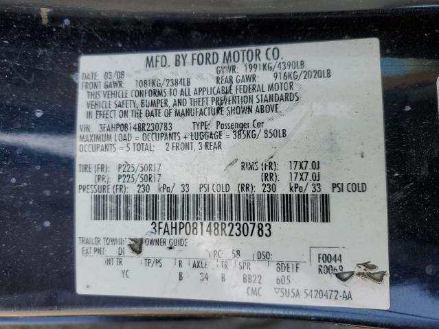 Photo 11 VIN: 3FAHP08148R230783 - FORD FUSION 