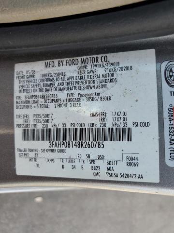 Photo 12 VIN: 3FAHP08148R260785 - FORD FUSION SEL 